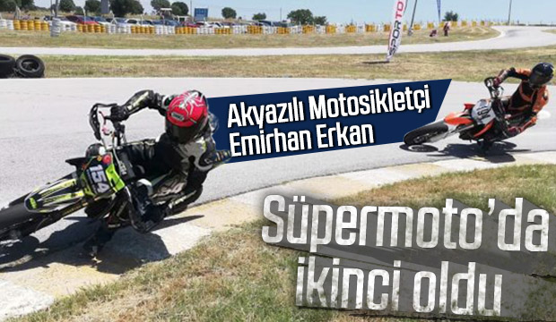 Akyazılı Motosikletçi Emirhan Erkan Süpermoto da ikinci oldu