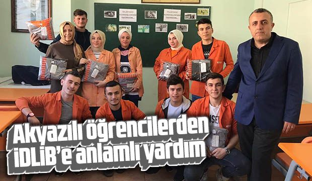 Akyazılı öğrencilerden İDLİBe anlamlı yardım