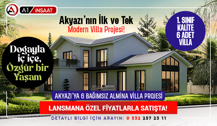 Akyazı’nın Modern Yüzü: A1 İnşaat Almina Villaları Satışta!