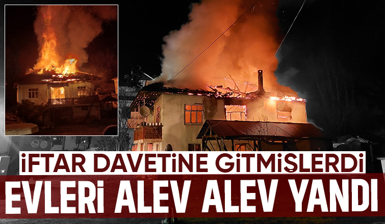 Alev topuna dönen ev tamamen yandı