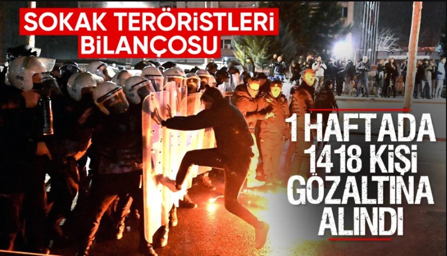 Ali Yerlikaya: Yasa dışı gösterilerde bugüne kadar bin 418 şüpheli gözaltına alındı