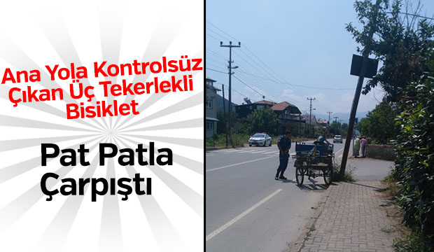  Ana Yola kontrolsüz Çıkan Üç Tekerlekli Bisiklet Pat Patla Çarpıştı