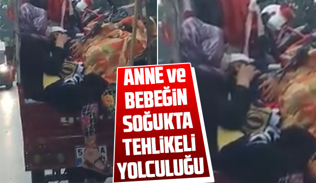 Anne ve bebeğinin kasada tehlikeli yolculuğu