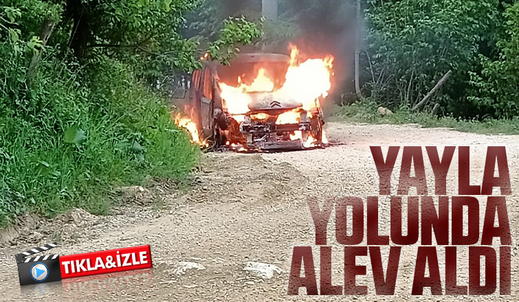 Araç alev alev yandı