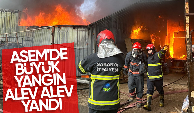 Serdivan ASEM'de mobilya imalathanesi çıkan yangında küle döndü. 
