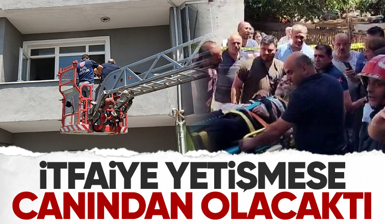 Ayakları kırık olan kişiyi yangından itfaiye kurtardı