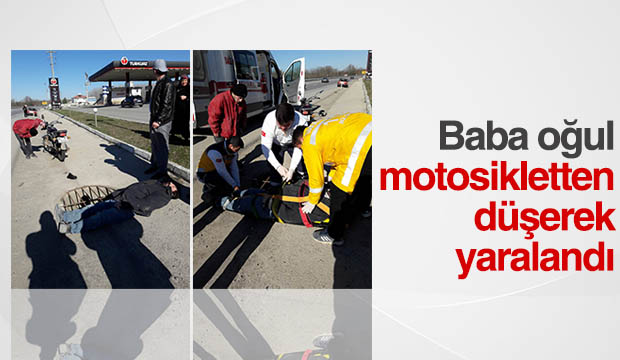 Baba Oğul Motosikletten Düşerek Yaralandılar
