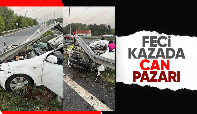 Bariyerlere çarpan otomobilde sürücü sıkıştı