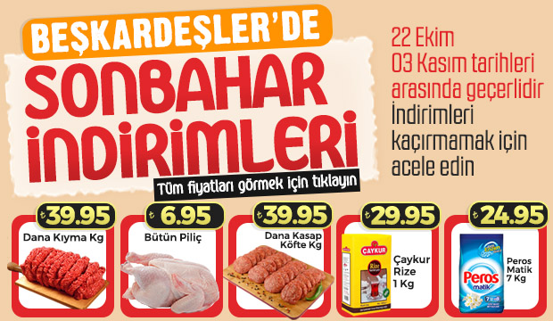 Beşkardeşlerde Sonbahar İndirimleri