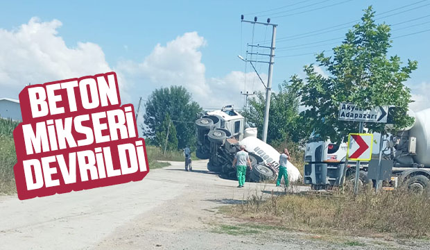 Beton mikseri devrildi