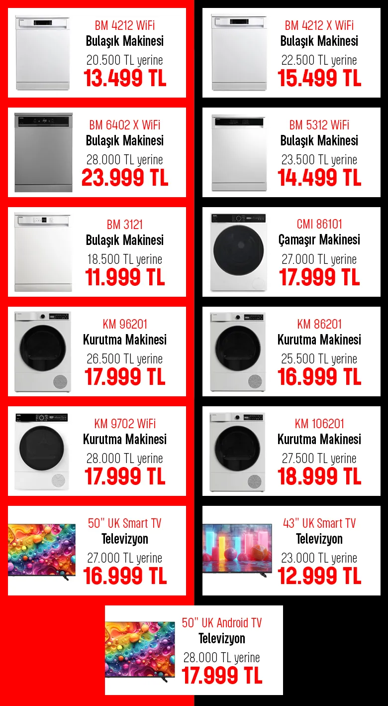 Beyaz Eşya ve TV’de Büyük İndirim Akyazı Yüksel Öztürk Vestel Bayi'de!