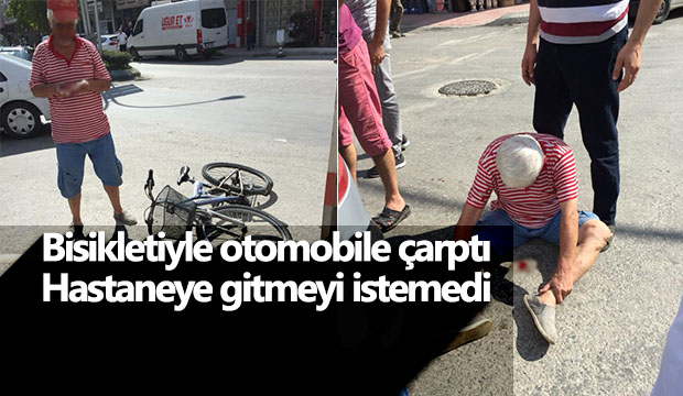 Bisikletiyle otomobile çarptı 