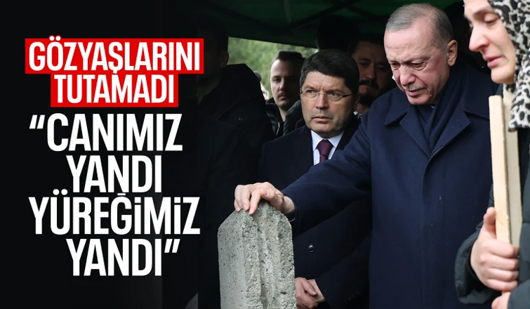 Bolu'da cenaze törenine katılan Cumhurbaşkanı Erdoğan gözyaşlarına boğuldu