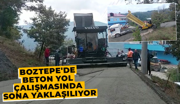 Boztepe'de beton yol çalışması