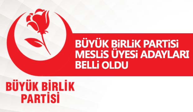 Büyük Birlik Partisi Meclis Üyesi Adayları belli oldu