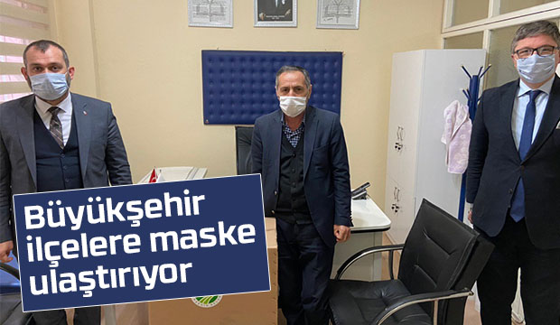 Büyükşehir ilçelere maske ulaştırıyor