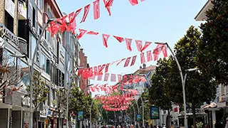 Büyükşehir şehri şehri al-yıldızlı Türk bayraklarıyla donattı