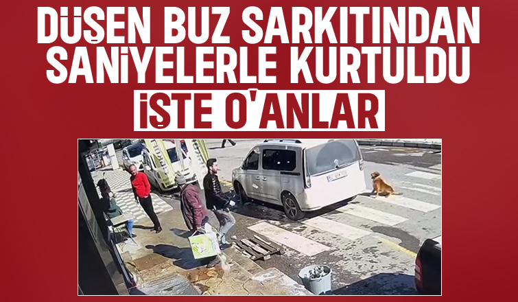 Buz sarkıtı az kalsın üzerine düşecekti