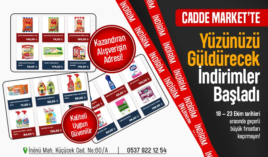 Cadde Market'te  Yüzünüzü Güldürecek İndirimler Başladı!