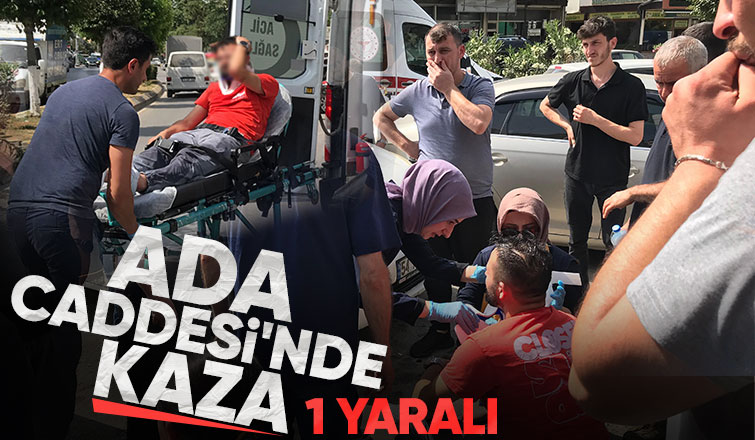 Cadde üzerinde motosiklet kazası 1 yaralı 