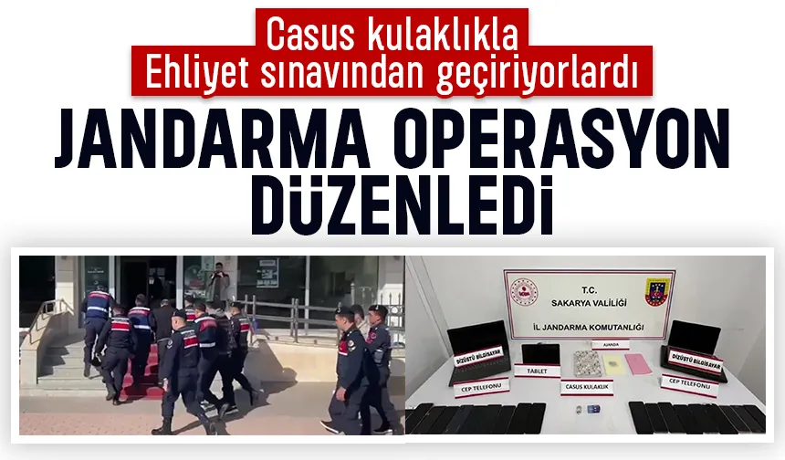 Casus kulaklıkla ehliyet sınavına sokuyorlardı; O çete çökertildi