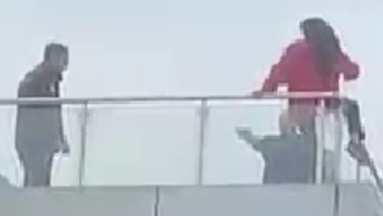 Çatıya çıkan kadın yürekleri ağza getirdi