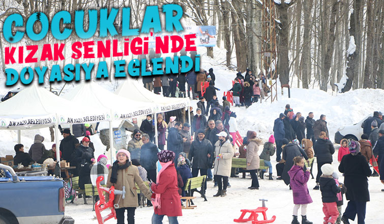 Çocuklar Akyazı Kızak Şenliği nde doyasıya eğlendi