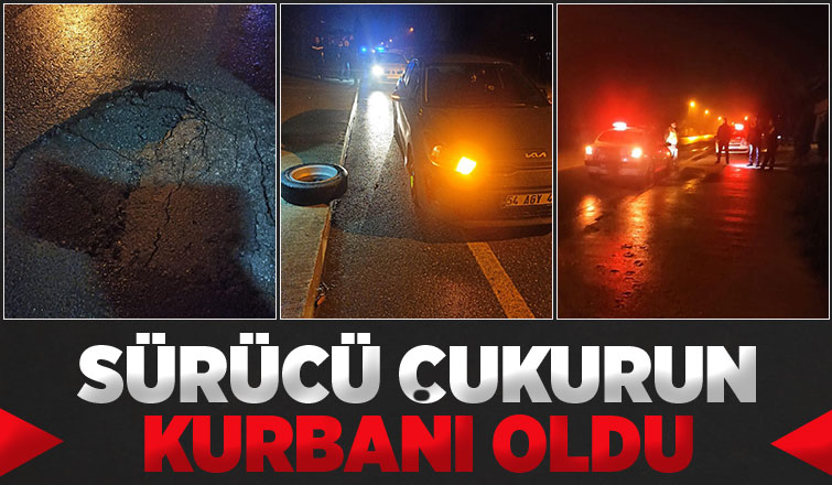 Çukura düştü lastiği yarıldı