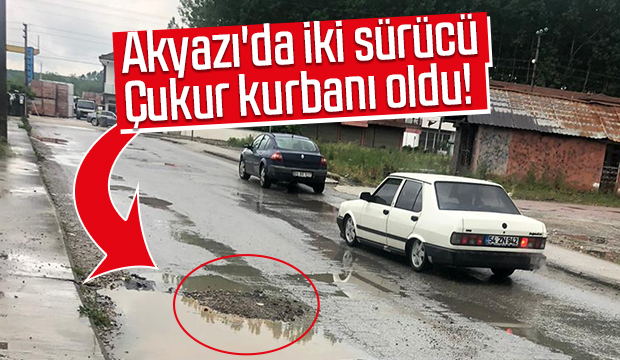 Çukura giren iki aracın lastiği yarıldı