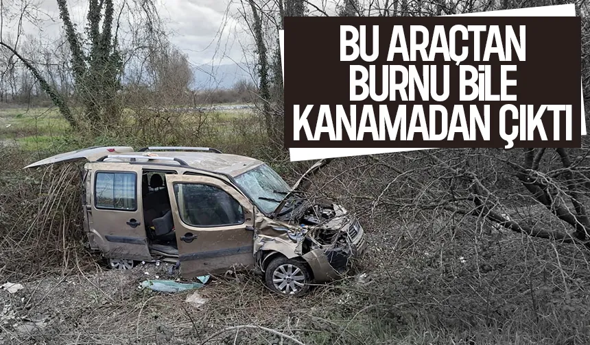 D-100'de kaza; Şarampole yuvarlandı