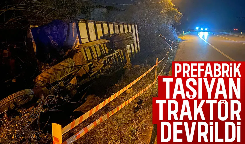 D-140'da traktör devrildi