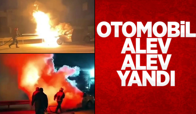 D-100'de otomobil alev alev yandı