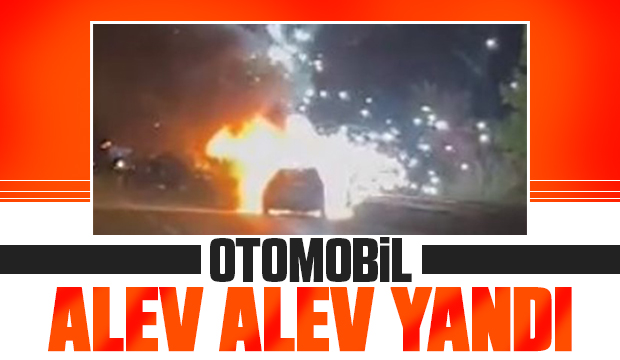 D-100'de otomobil alevlere teslim oldu