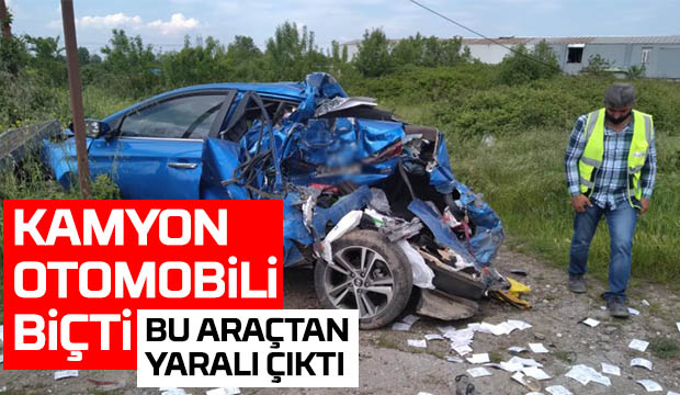 D100de kamyon otomobili biçti