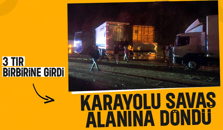 D-650'de 3 tır birbirine girdi