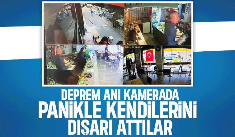 Depremde kaçış anı kameraya yansıdı