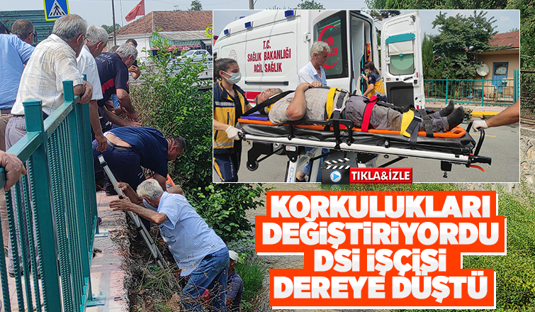 Dereye düşen işçiyi itfaiye kurtardı