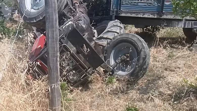 Devrilen traktörün sürücüsü yaralandı