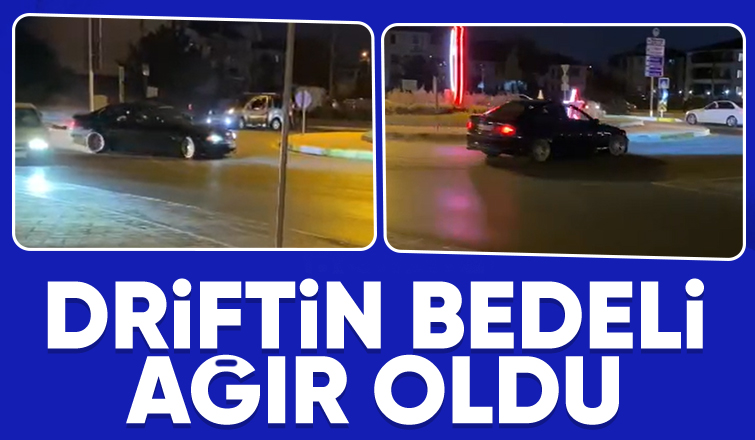 Drift atan sürücünün ehliyetine el kondu