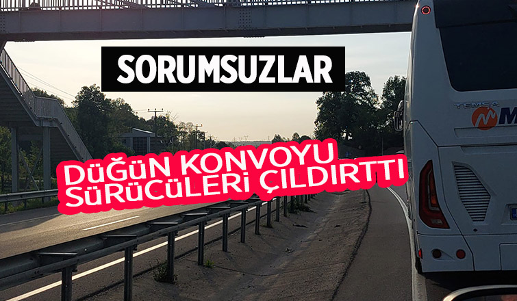 Düğün konvoyu trafiği kilitledi