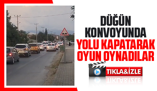 Düğün konvoyu yolu kapadı