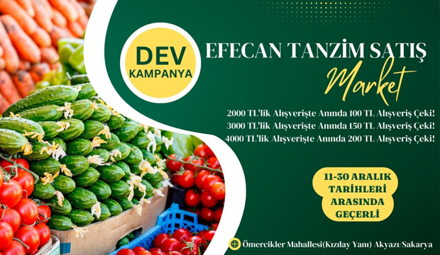 Efecan Tanzim Satış'ta kasada anında hediye çeki 