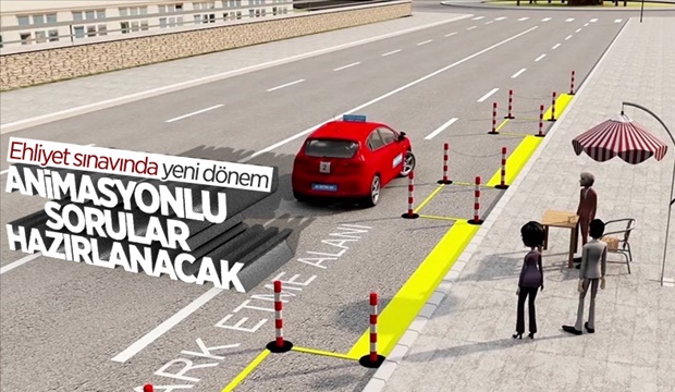 Ehliyet sınavlarında animasyonlu soru dönemi