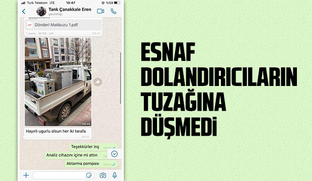 Esnaf dolandırıcıların tuzağına düşmedi
