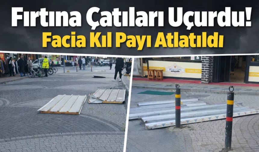 Fırtına Akyazı'da çatıları uçurdu