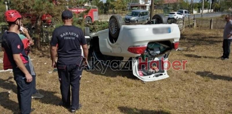 Virajı alamayıp takla attı