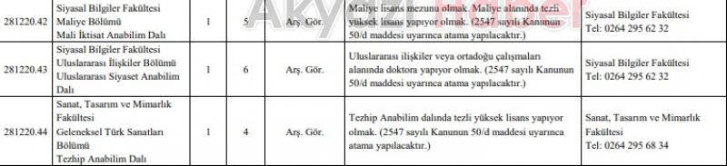 SAÜ ve SUBÜ'ye 85 akademik personel alınacak