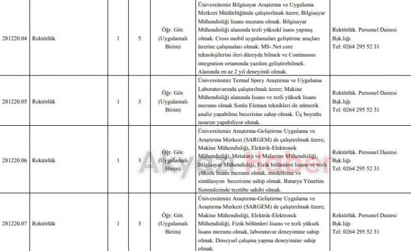 SAÜ ve SUBÜ'ye 85 akademik personel alınacak