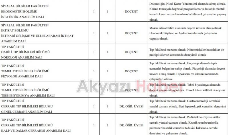 SAÜ ve SUBÜ'ye 85 akademik personel alınacak