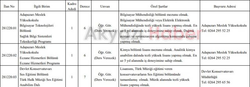 SAÜ ve SUBÜ'ye 85 akademik personel alınacak
